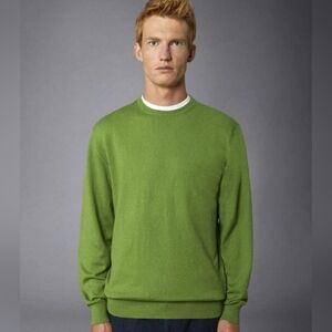 Zara Green Crewneck Sweater Vibrant Knit
